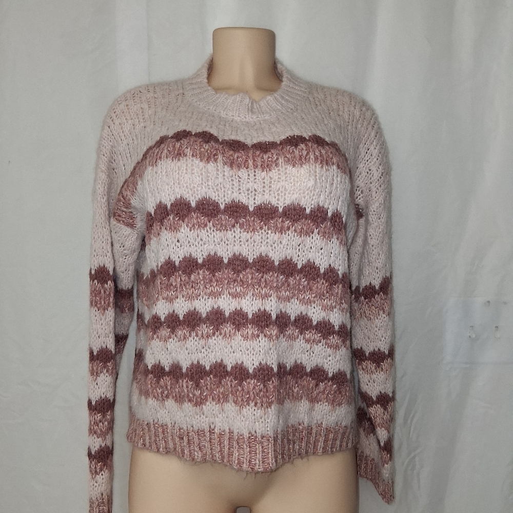 Elsamanda Chic Striped Women's Sweater in Pink and Cream Size M Made In Italy - Picture 10 of 16